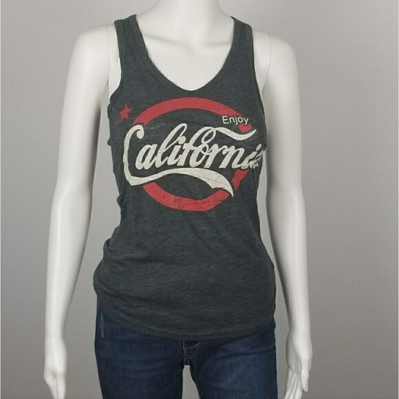 REFLEX Women’s Charcoal CALIFORNIA Thank Top - Picture 2 of 5